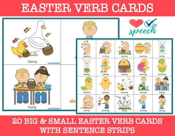 Verb Flash Cards (Big and Little Cards) For Easter image