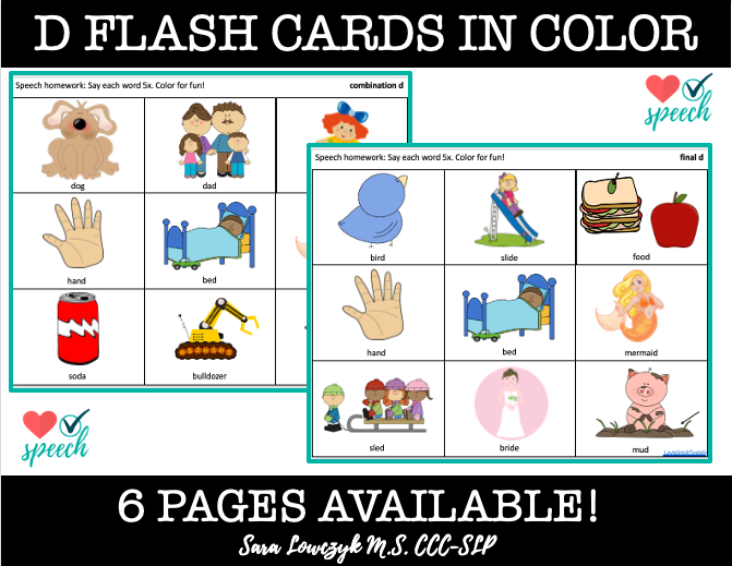 Articulation /d/ Flash Cards: All Positions image