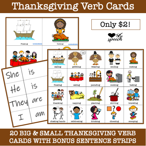 Thanksgiving Big and Little Verb Cards image