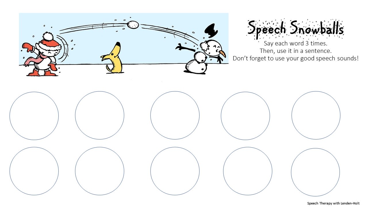 Speech Snowballs Home Exercise Sheet For Articulation image