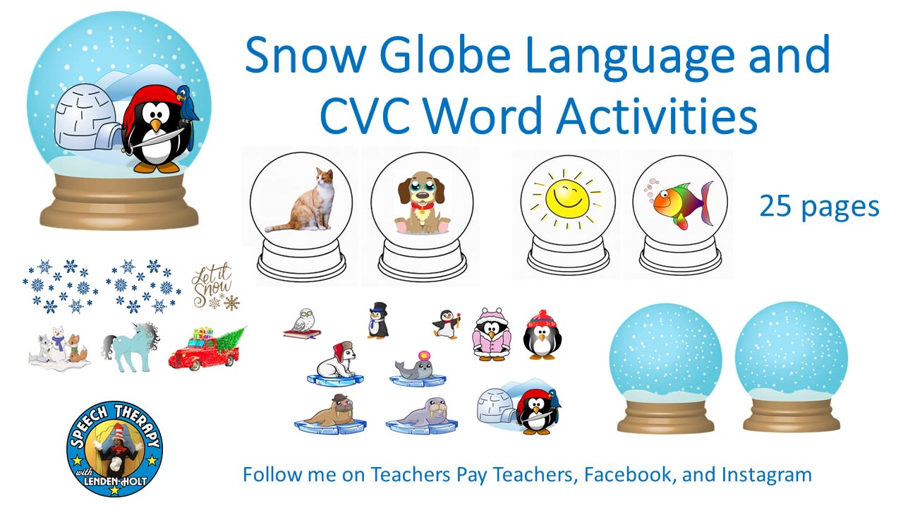 Snow Globe Language and CVC Word Activities image