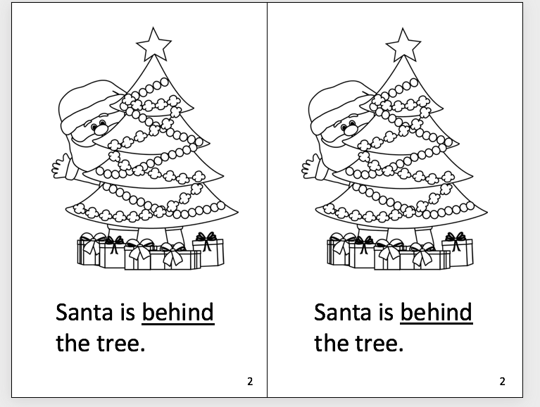 Christmas Preposition Coloring Book (B&W) image