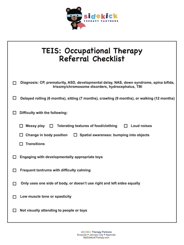 TEIS: OT Referral Checklist image