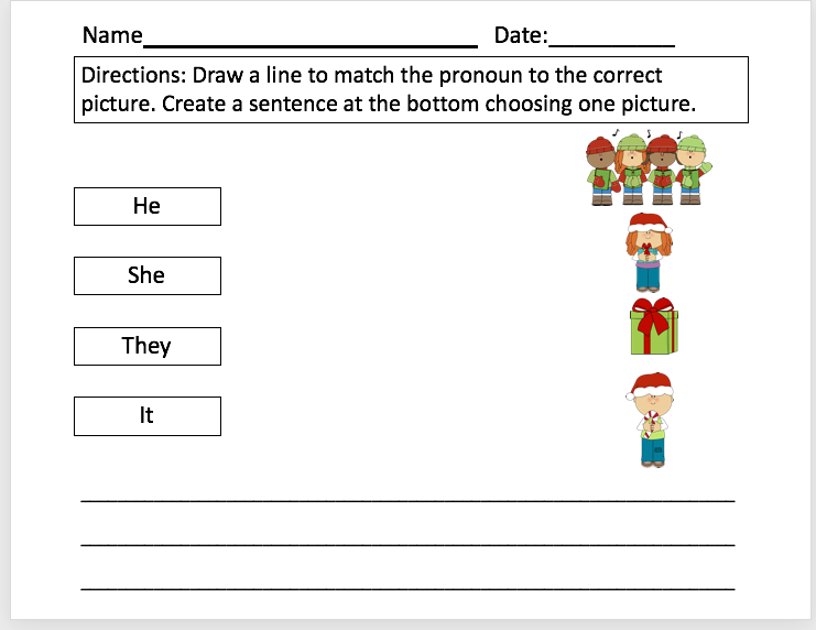 Christmas Pronoun Activity image