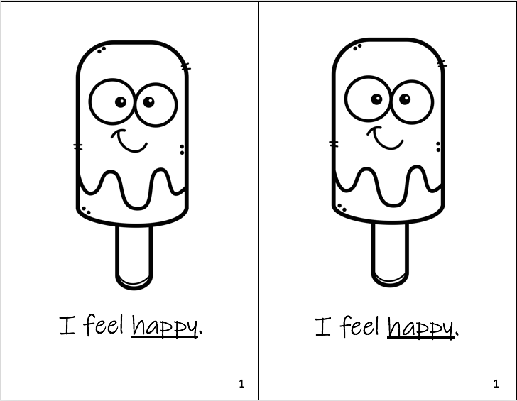 Popsicle Emotions Book B&W image