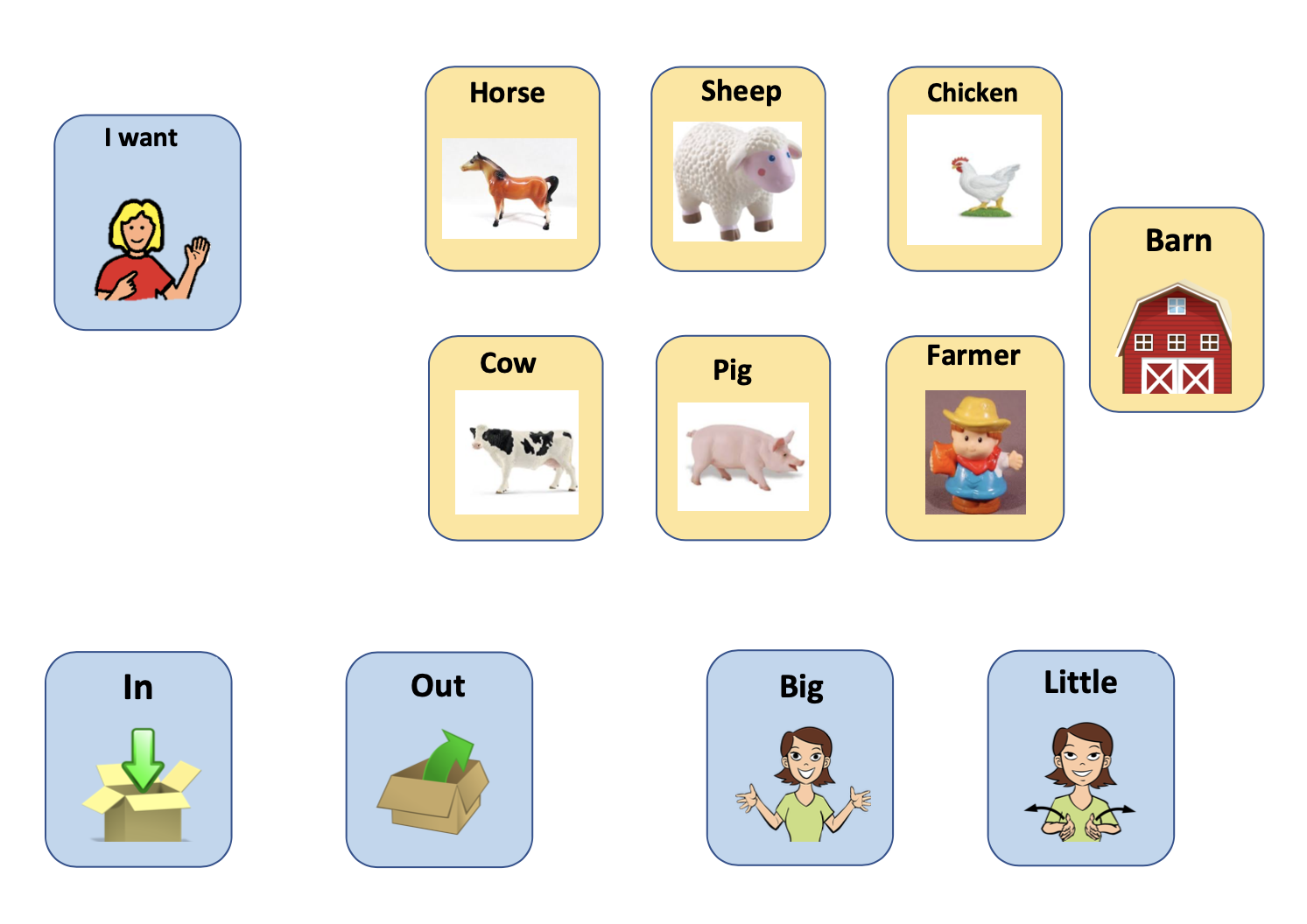Barn Animals Low-Tech AAC Board image