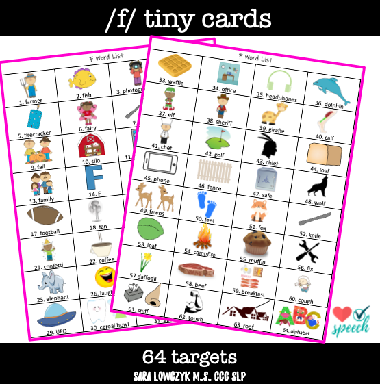 Tiny /f/ Flash Cards image