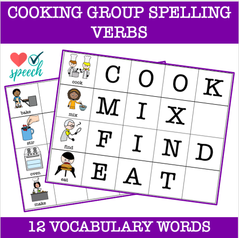 Cooking Group Spelling Vocabulary Strips LOW PREP image