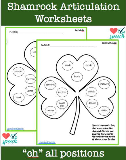 CH Polka Dot Shamrock Worksheets For St. Patrick’s Day image