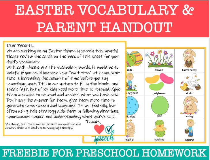 Easter Theme Parent Handout: Wait Time image