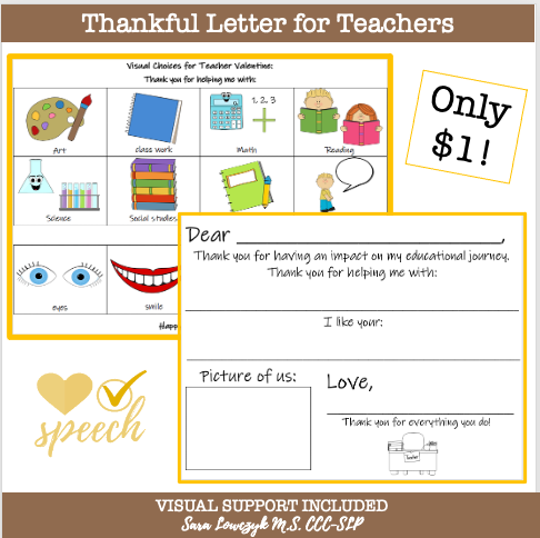 Thankful Letter For Teachers and Choice Board image