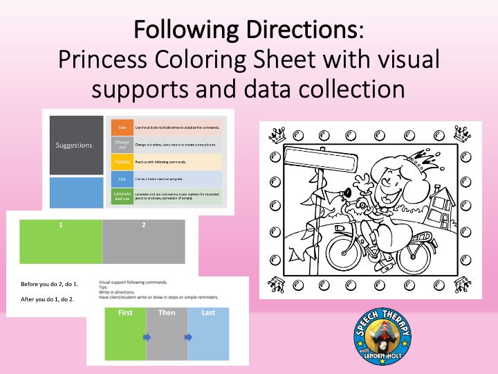 Following Directions: Princess On Bike Coloring Sheet image