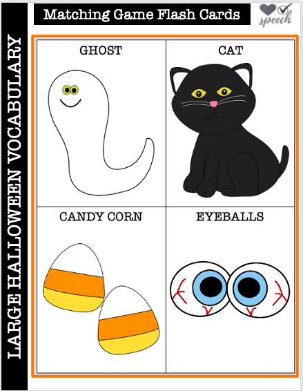 Large Vocabulary Cards For Halloween (Matching Game/Go-Fish) LOW PREP image