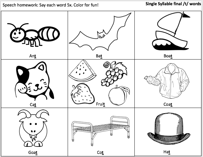 /t/ Coloring Words All Positions Single and Multisyllabic image