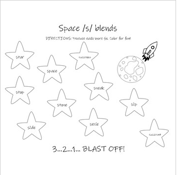 Space /s/ Blends Coloring Worksheet image