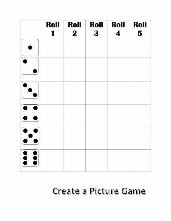 Roll a Picture Dice Game and Reinforcer