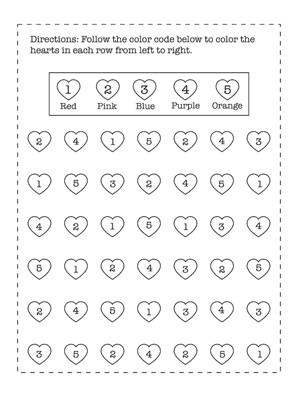 Hearts Color By Number image