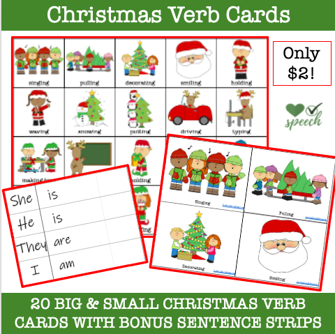 Christmas Big and Little Verb Cards LOW PREP image