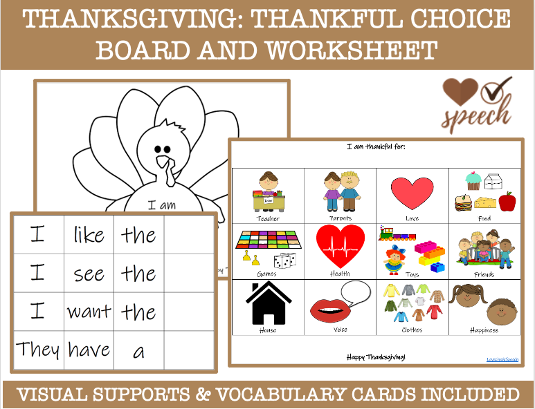 Thanksgiving Grateful Choice Board and Worksheet image