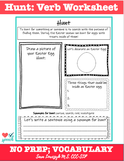 Hunt Definition Worksheet For Easter image