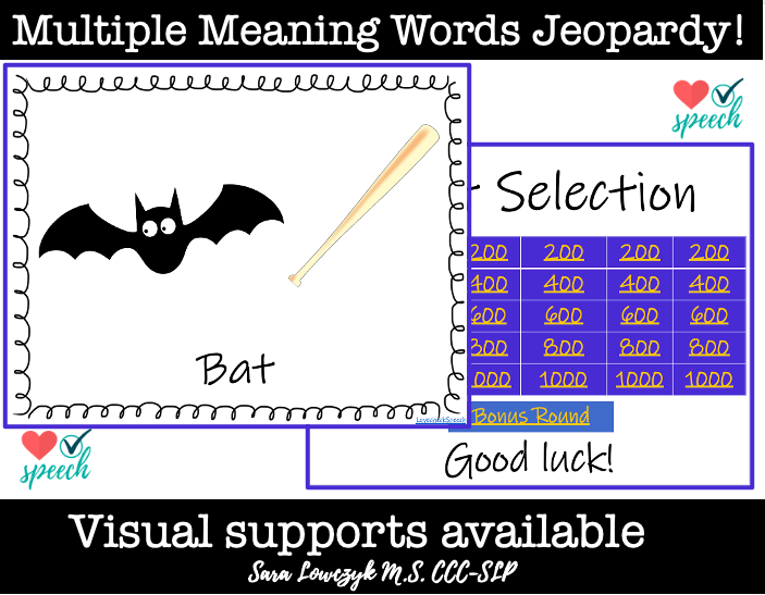 Multiple Meaning Words Jeopardy For Distance Learning image