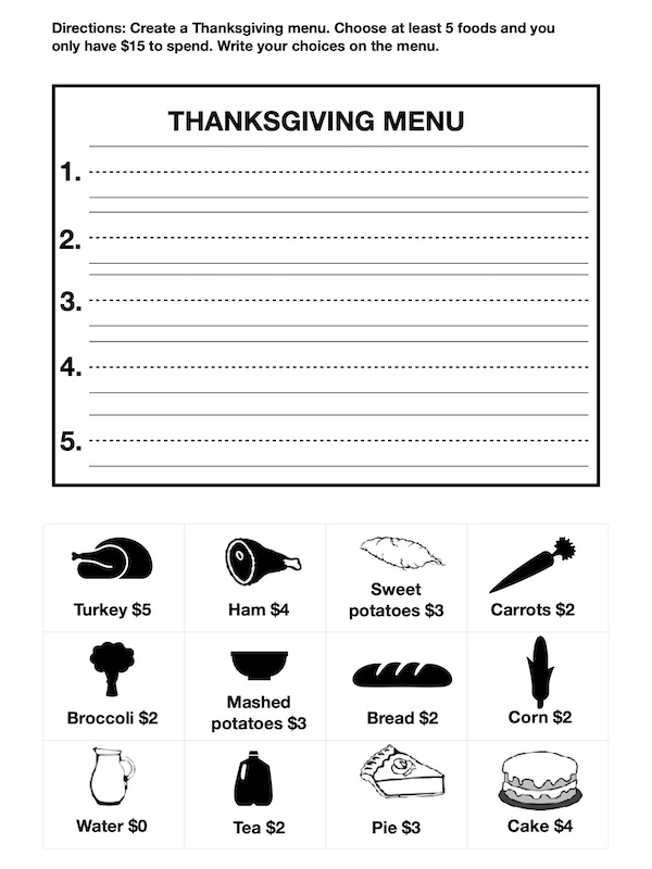 Thanksgiving Menu image