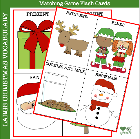 Large Vocabulary Cards For Christmas (Matching Game/Go-Fish) LOW PREP image
