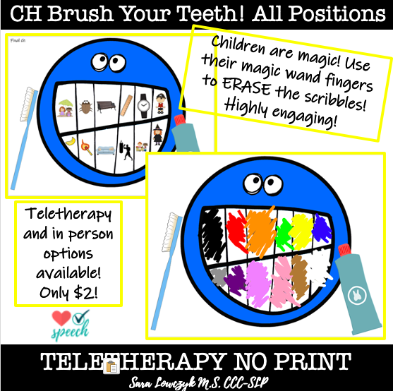 Articulation 'CH' Brush Your Teeth Activity All Positions image
