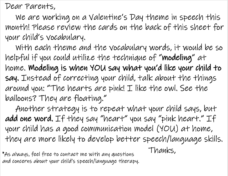 Valentine’s Day Vocabulary and Parent Handout image