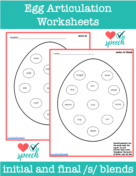 Articulation /s/ Blends Polka Dot Egg Worksheets For Easter image