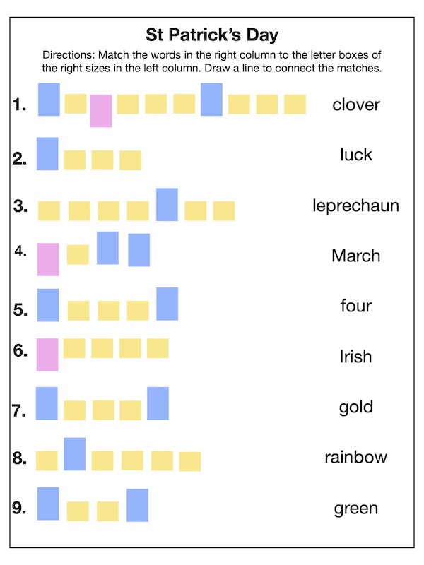 Letter Box Matching - St Patrick’s Day image