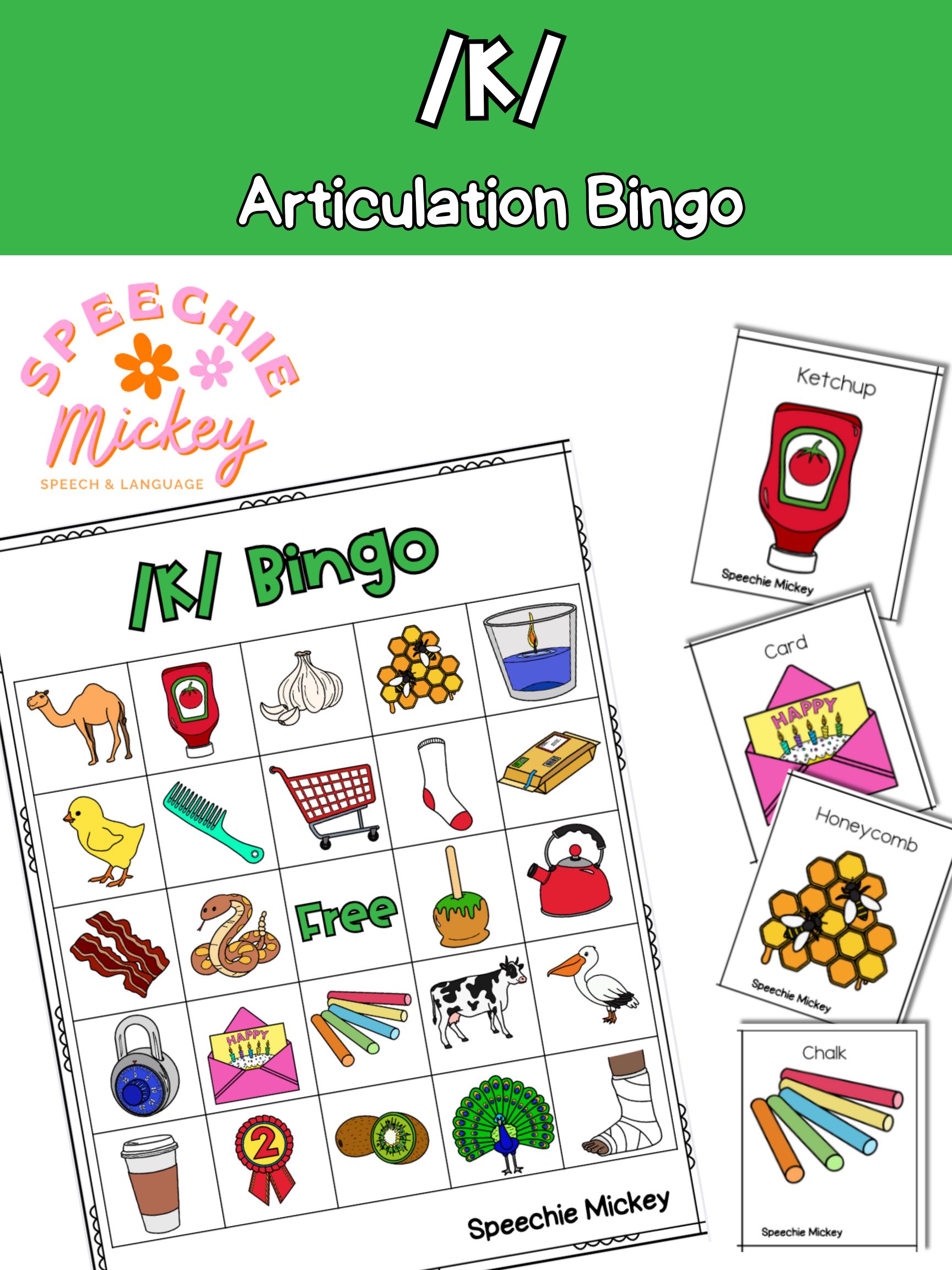 /k/ Articulation Bingo image