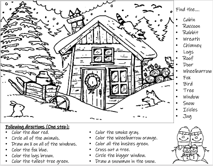 Following Directions: Winter Cabin Page image