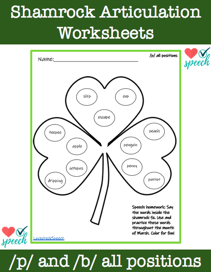 /p/ and /b/ Shamrock Artic Worksheets image