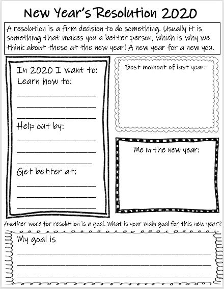 New Year’s Resolution Worksheet image