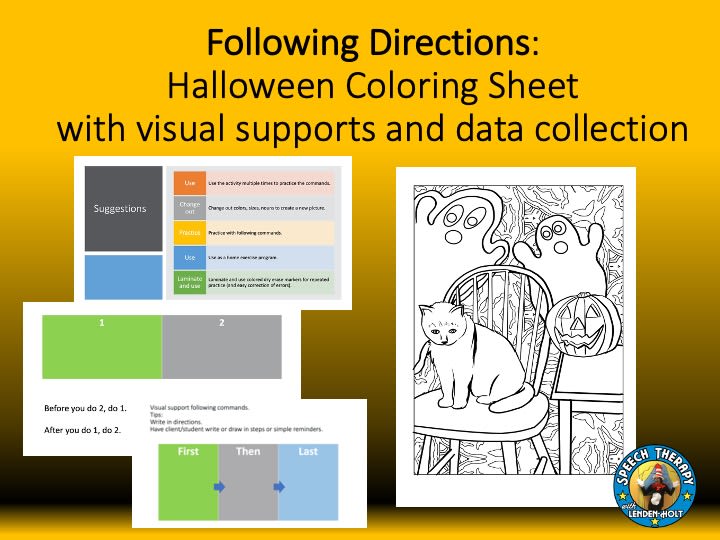 Following Directions: Halloween Coloring Sheet With Visual Supports and Data Collection image