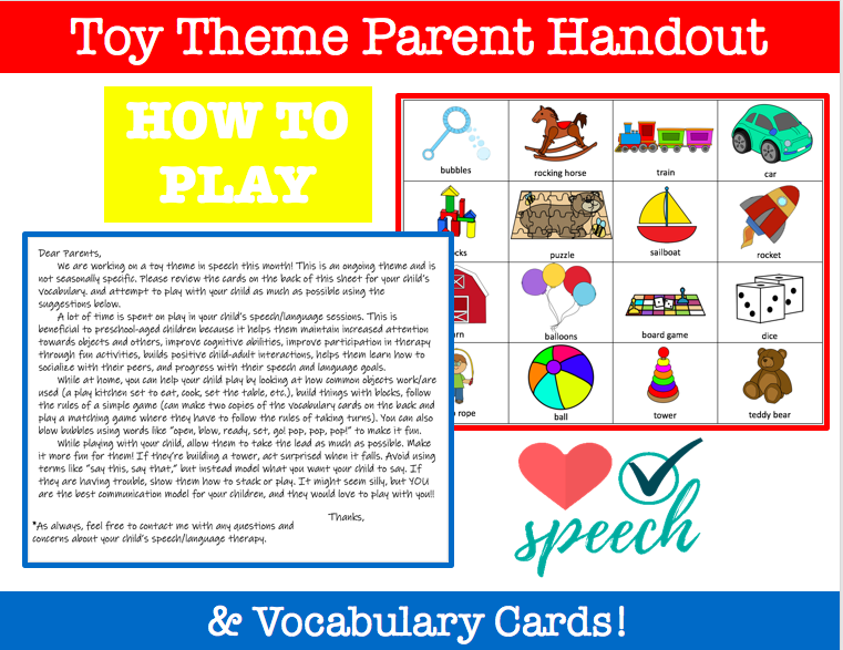 Toy Theme Parent Handout With Vocabulary Cards: How to Play image