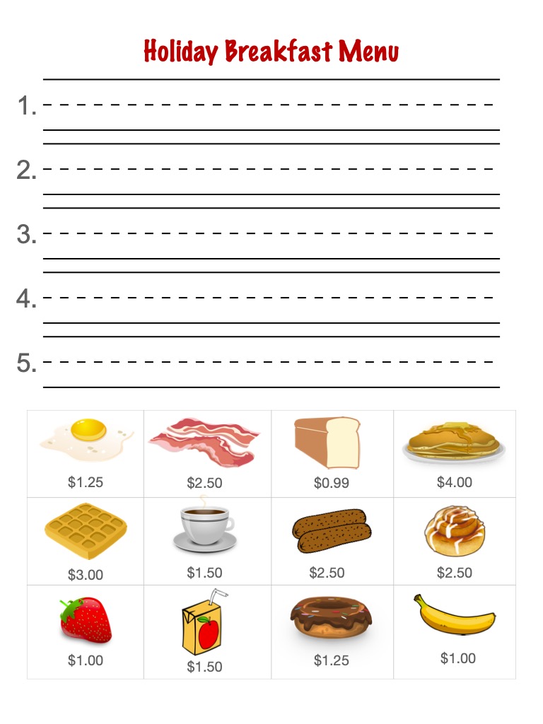 Holiday Breakfast Menu image