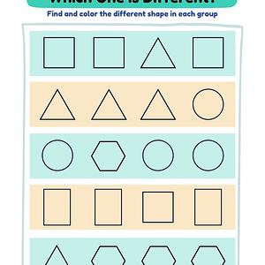 Ambiki - Find and Color The Different Shape Printable Classifying Worksheet Activity (1)